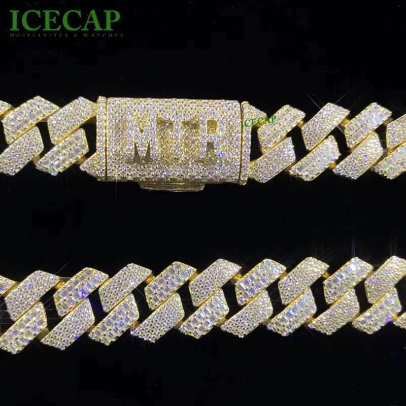 Custom Cuban Link Chain VVS Moissnaite Silver Cuban Necklace