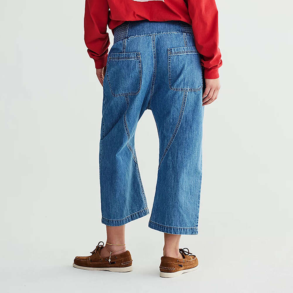 Harem Jeans For Women Autumn New Washed Mid-Waist Straight Cropped Pants B5