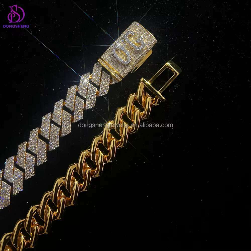 18mm Miami Cuban Link Chain Necklace 925 Silver Plated 18k Gold Men Hip Hop Rock Cuban Link Chain Fashion Jewelry