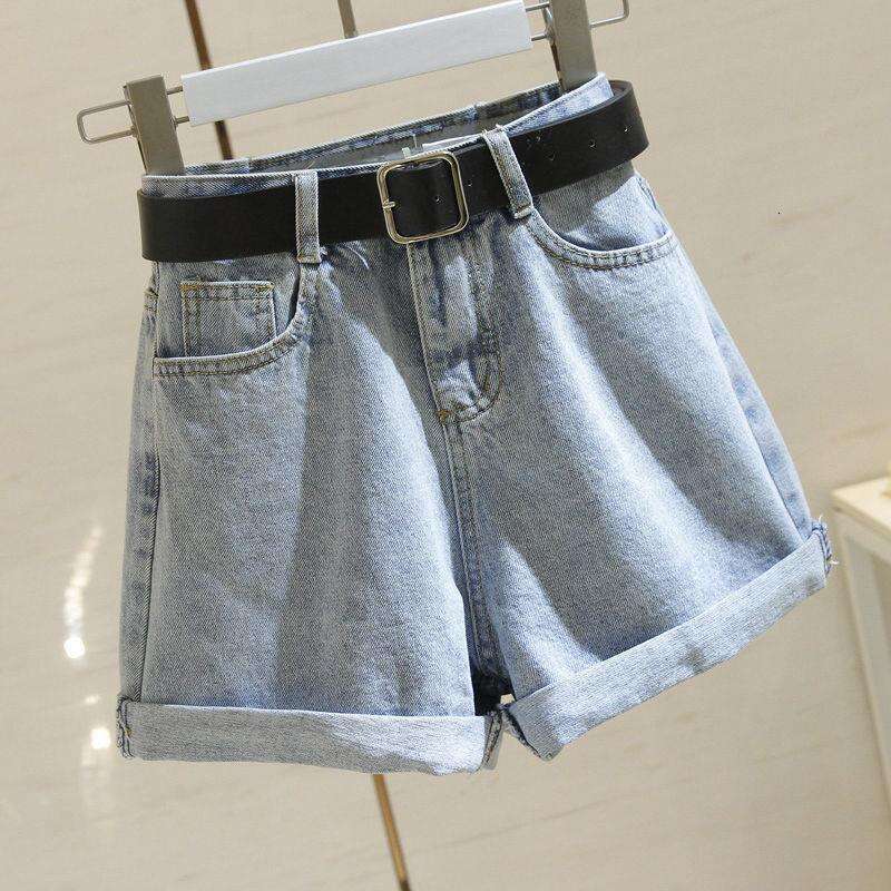 Shorts Women Denim Shorts Ash Gray Denim Shorts For Women Summer New Korean Style High Waist Slimming Rolled Hem Hot A Line Wide Leg Pants Jean Shorts