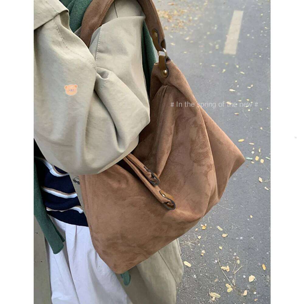 Women's Vintage Faux Suede Shoulder Bag Soft Frosted Handbag And Purses NEW Designer Shopper Tote Bags For Women Clutch Chic