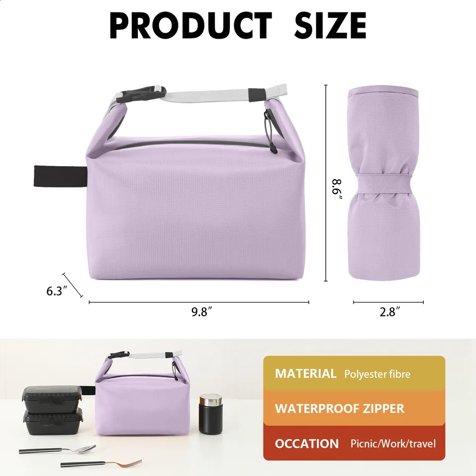 Portable Lunch Bag Woman Insulated Thermal Box Cooler Handbag Food Carrier For Office School Travel Picnic 250528