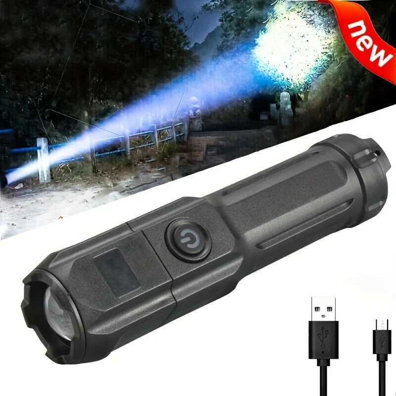 1/2pc Strong Light Zoom Flashlight Outdoor Multifunctional Portable Household Small Flashlight Telescopic Zoomable Lighting XJ250529