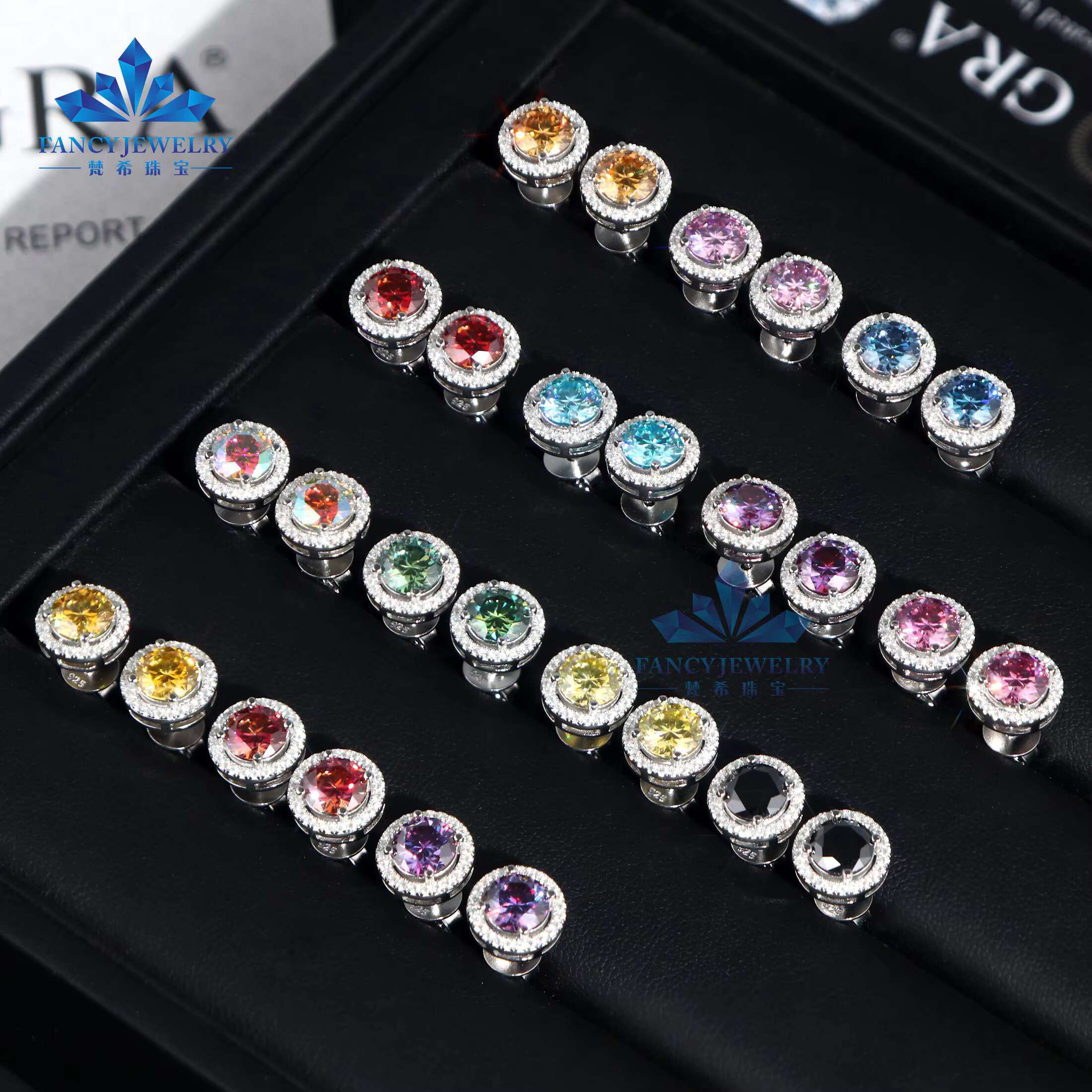 Pass Diamond Tester VVS 2 Carat 8mm Moissanite Diamond Butterfly Back Micro Pave Women Stud Earrings 925 Sterling Silver