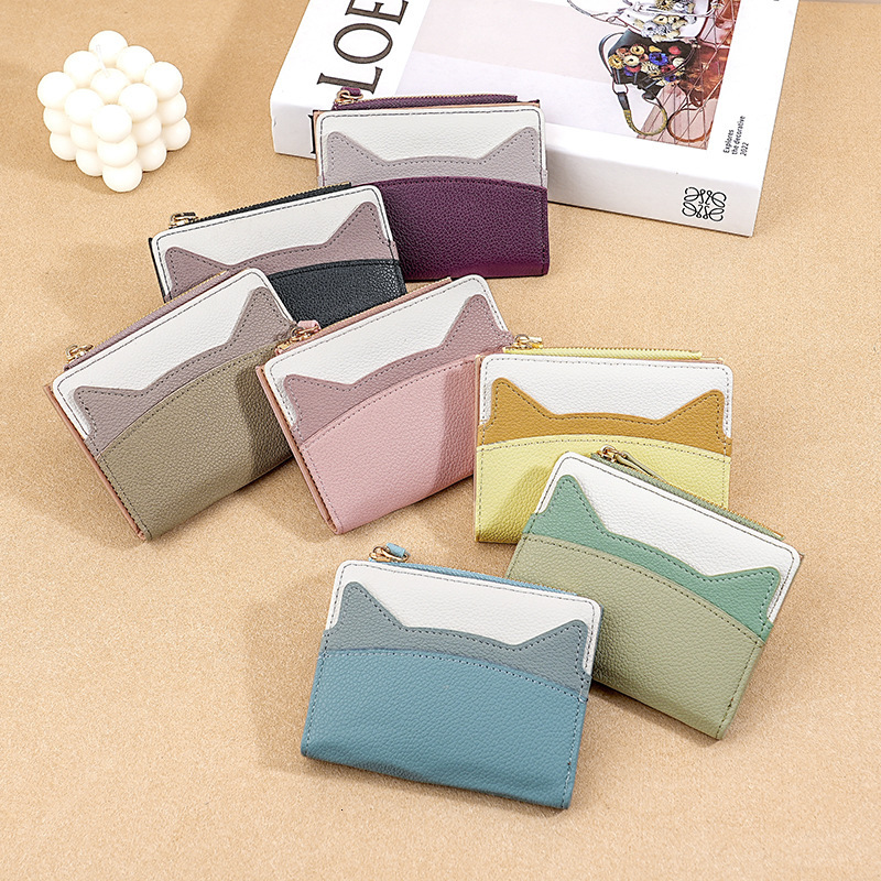 Card Holder Unisex Travel Minimalist Canvas Mini Zipper White Cash Compartment Long Coin Purse