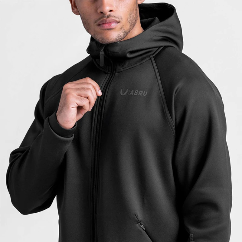 Mens Gym Sports Hoodies Cotton Elastic Hooded Male Fitness Loose Jackets Outdoor Zipper Coats Casual Workout Sportwear 250527