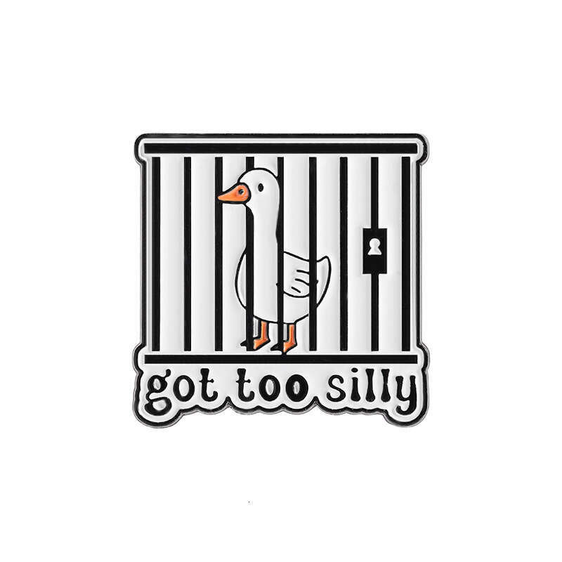 Silly Cute Animal Cage Goose Metal Brooch Versatile Backpack Badge