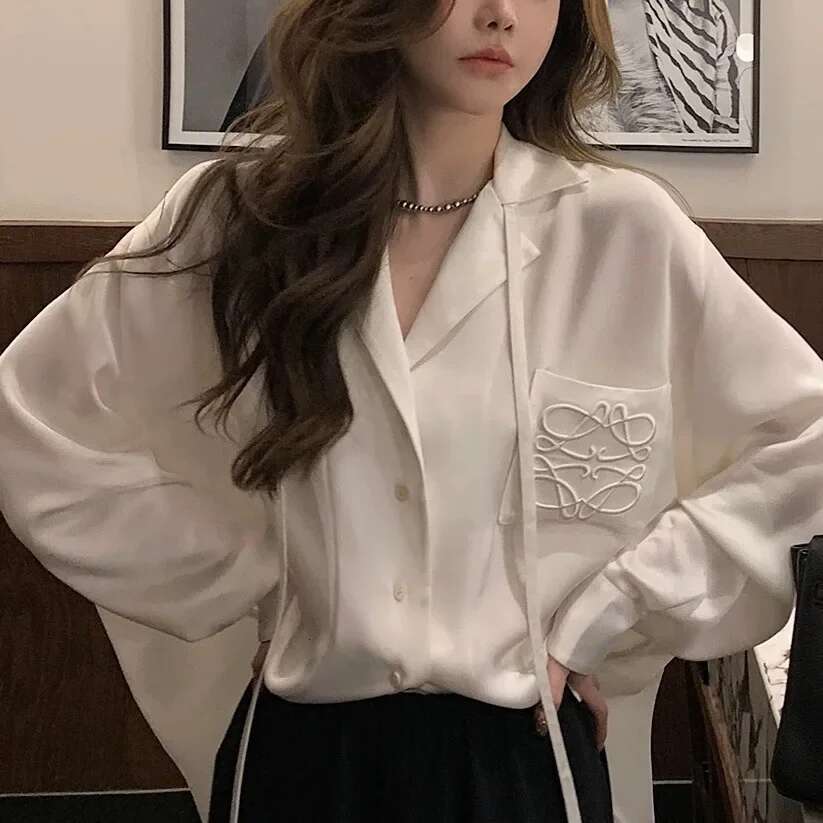 Lilylikes Lowec Acid Silk Shirts Smooth Luster Embroidered Women's Button up Shirt from Mainland China