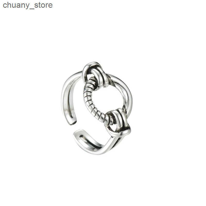 Retro Style 925 Sterling Silver Geometric Open Rings For Women Vintage Jewelry Accessories z250529XON6