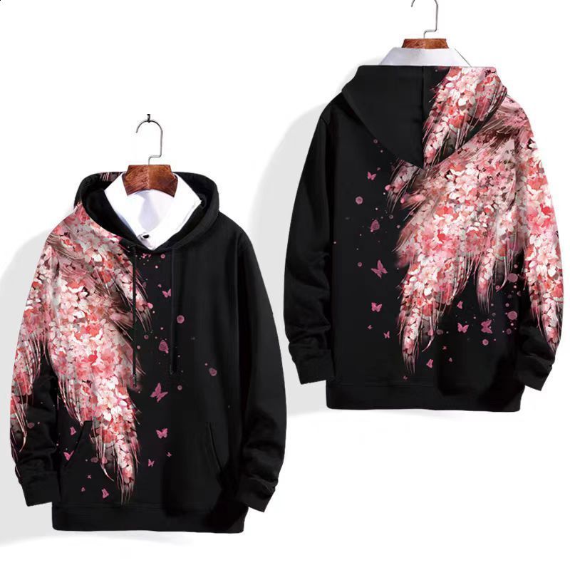Wings Trendy Loose American Style Sweatshirt 3D Print Unisex Crew Neck Spring Autumn High-end Feel Jacket Plus Size Fashion Jacket
