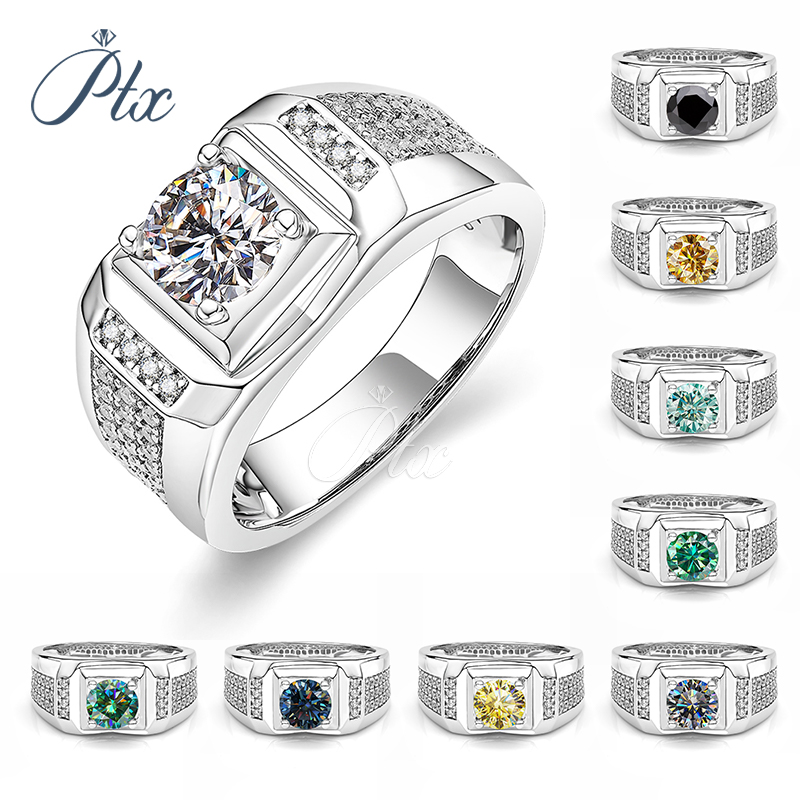 1CT Moissanite Ring Sterling Sliver 925 Men's Rings Couple Wedding Engagement Luxury White D VVS Clarify Good Quality Moissanite Mens Diamond Rin