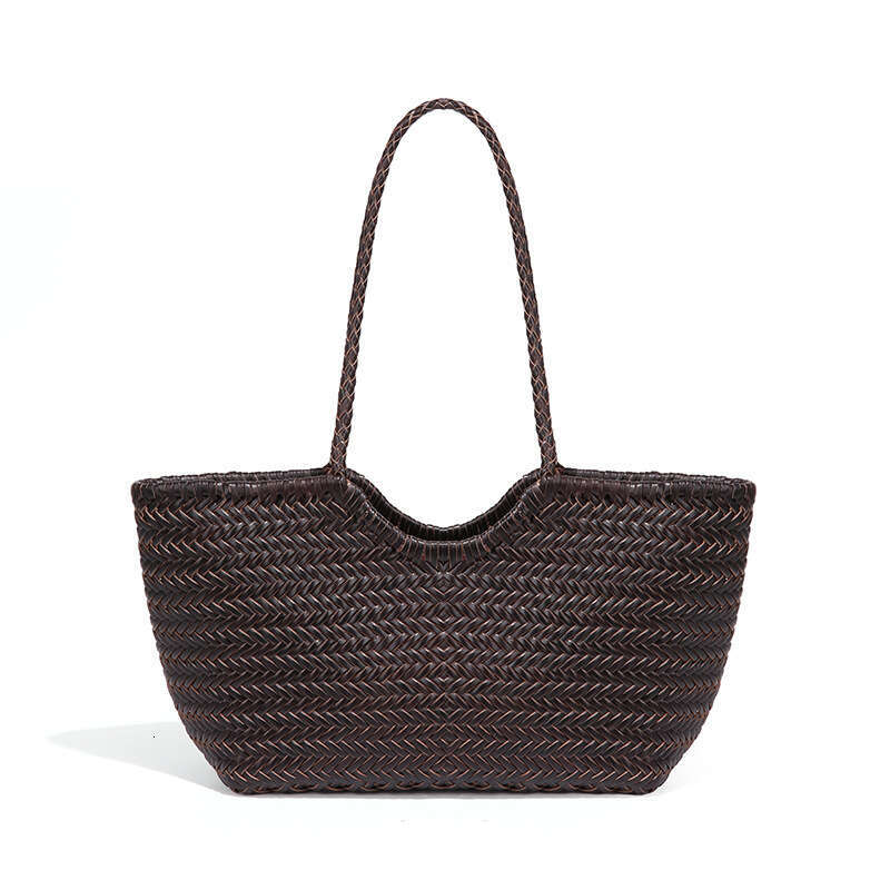 Tote Bag Handbag For Women Cowhide Single Shoulder Underarm Tote Genuine Leather Niche Woven Large Capacity Basket Mother Bag Shoulder Bag Braided Han