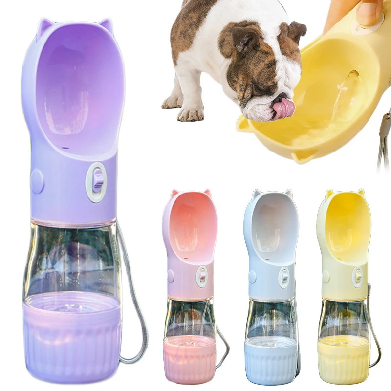 free shipping Pet Dog Bottle With Food Container For Small Medium Big Dogs Portable Travel Puppy Cat Water Dispenser Chihuahua Feeder 250528
