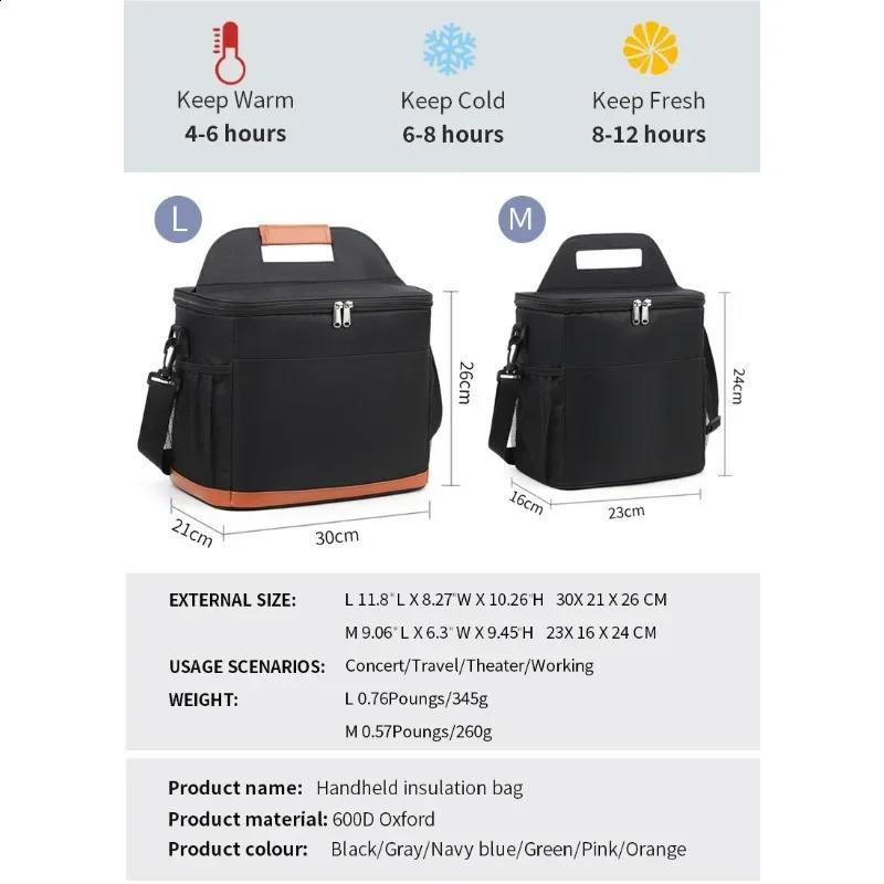 Outdoor Insulation Bag Camping Portable Oxford Cloth Thick Aluminum Foil Ice Tilted Cross Lunch Box 250528