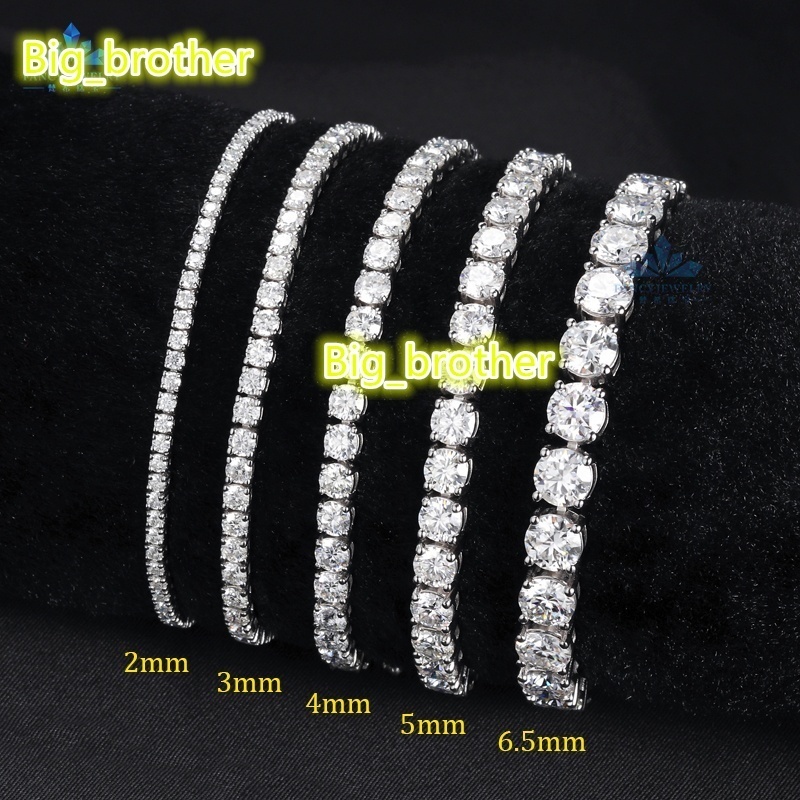 Real Gold Jewelry Au585 Tennis Chain Bracelet Lab Grown Diamond VS1 Excellent 2mm 3mm 4mm 5mm Prong Setting Classic Style