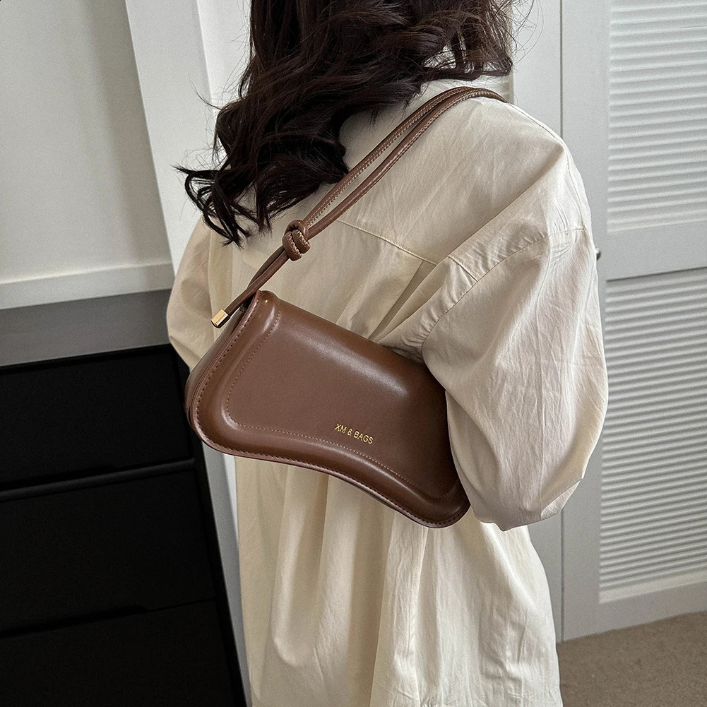 Women Fashion Shoulder Bag PU Leather Simple Underarm Female Solid Color Vintage Baguette Armpit ner Tote Handbag 250528