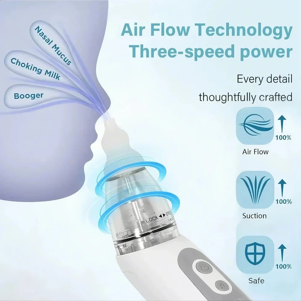 Nasal Aspirator for Baby Electric Nose Aspirator Automatic Nose Cleaner with 3 Silicone Tips Adjustable Suctions Music Soothing 250529