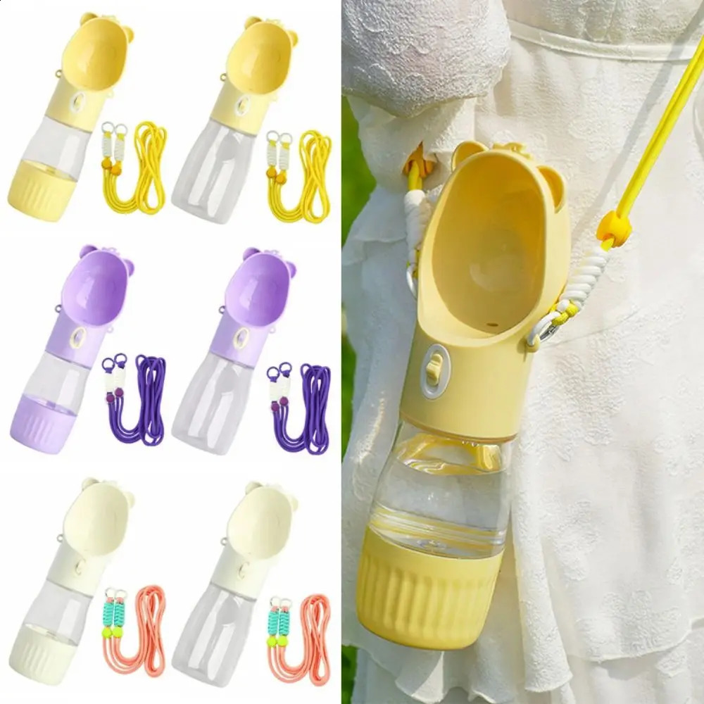 free shipping 2 in 1 Dog Bottle Leak Proof Lightweight Drinking Cup for Puppy Durable with Food Dispenser Cats Water Feeder Bowls Hiking 250528