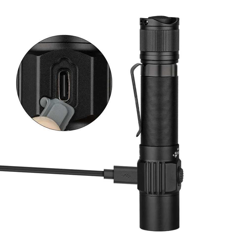 Trustfire T10R Tactical LED Flashlight 1800 Lumens Powerful Type C USB Rechargeable 18650 Torch Lamps High Power Lamp Dual Switch XJ250529