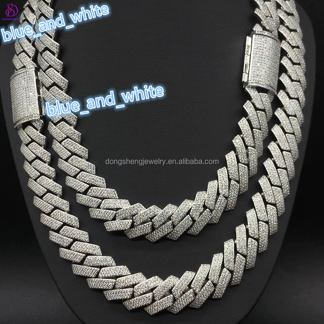 13mm 14mm 15mm High Quality 925 Sterling Silver Miami Cuban Link Chain Vvs Moissanite Fashion Jewelry Necklaces
