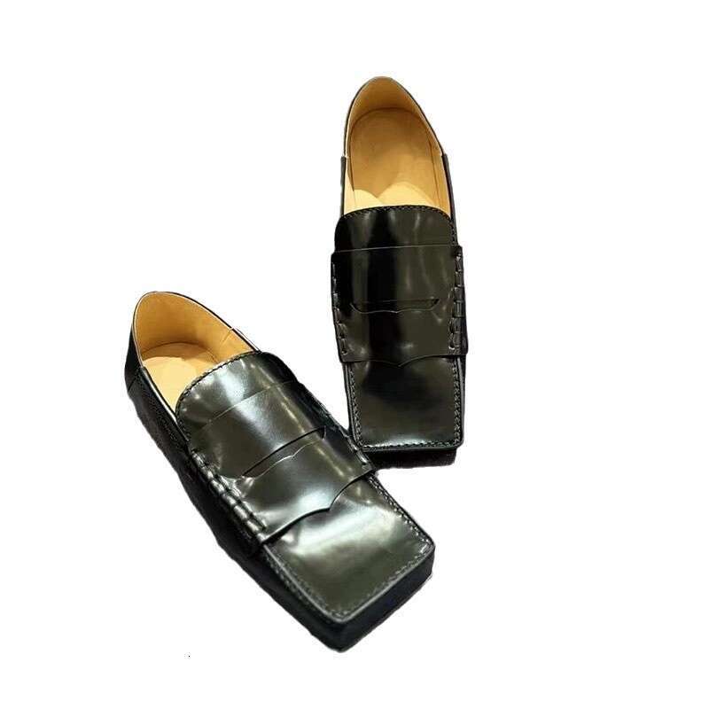 Genuine Niche Design Square Toe Flat Slip-On Loafers for Women 2025 Spring New Fashion Small Leather Single Shoes