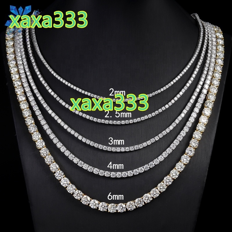 5MM VVS Moissanite Diamond Tennis Chain Necklace Factory Wholesale Price 925 Sterling Silver Iced Out Hip Hop Jewelry Men Women