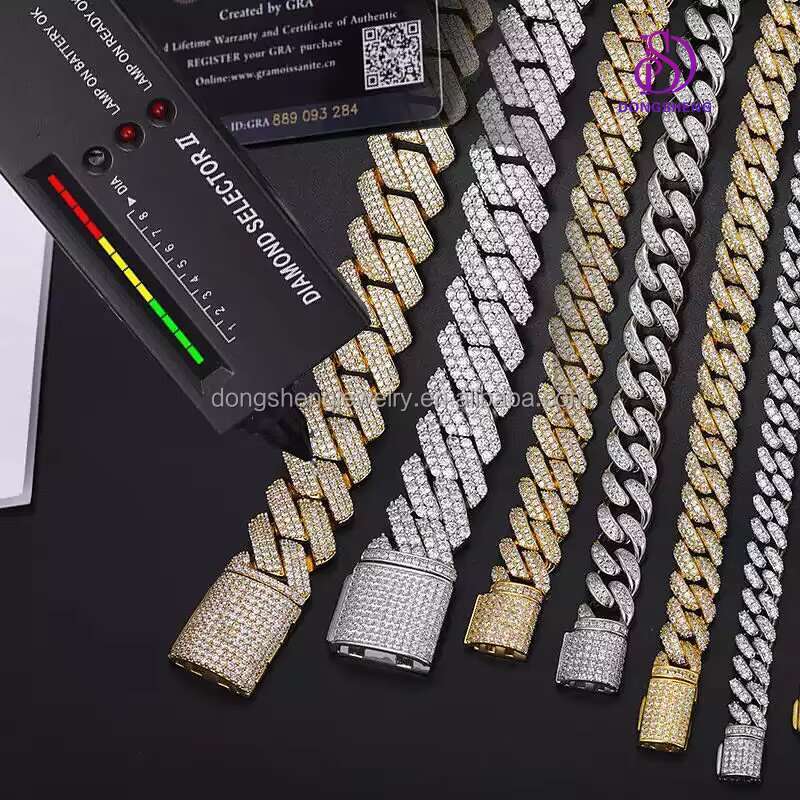 15mm 18mm Iced Out Vvs Moissanite Cuban Necklace Moissanite Diamond Cuban Link Chain Hip Hop Men Jewelry Chain 925 Silver D13