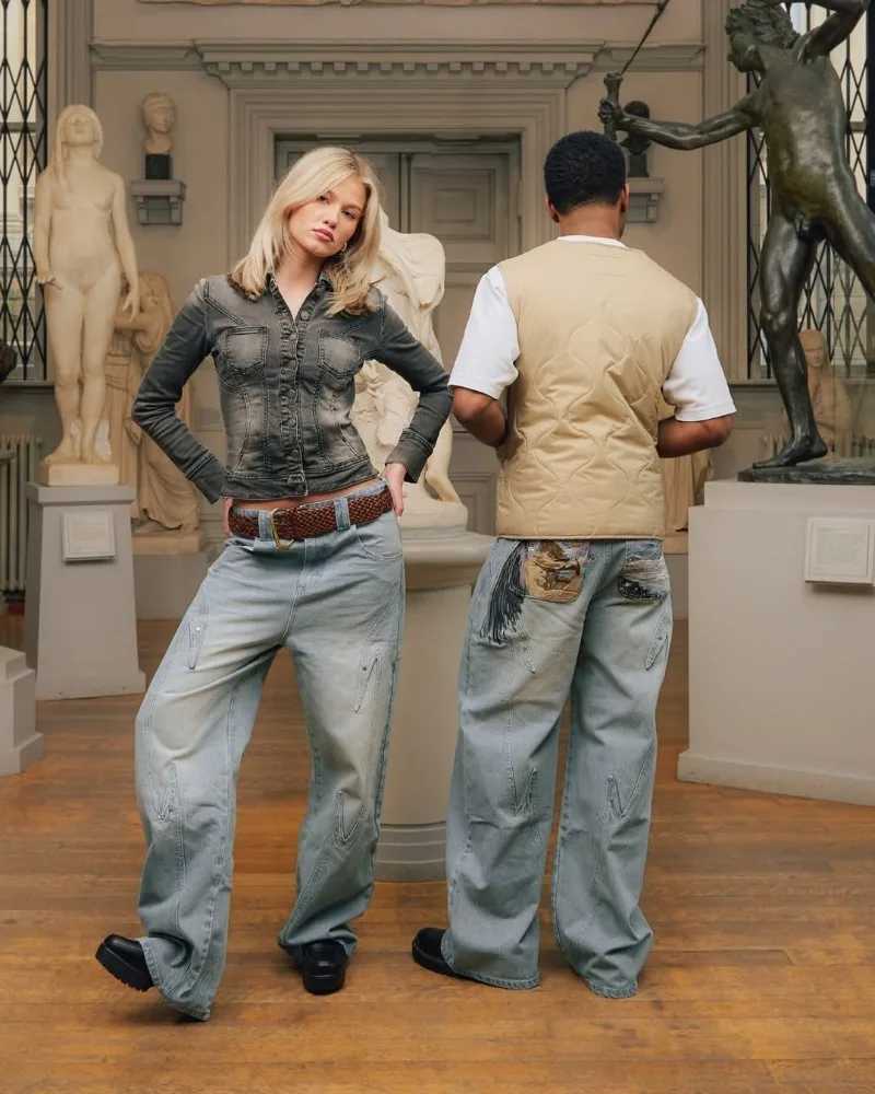 Y2K Jeans Harajuku new splicing solar Eclipse pattern Seams Embroidery Jeans vintage Hip Hop men women wide leg jeans strtwearC250528
