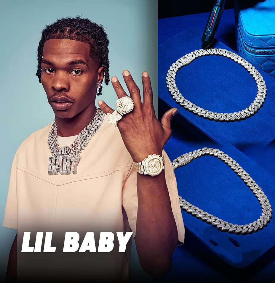 Fashion Jewelry Hip Hop VVS Diamond Full Size S925 Silver Moissanite Necklace Cuban Link Chain