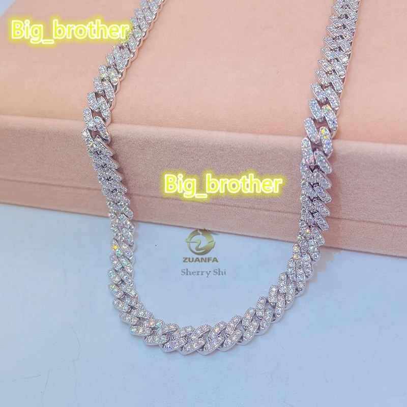 Hot Sell Drop Shipping Iced Out Vvs Diamond Hip Hop 8mm Moissanite Cuban Chain