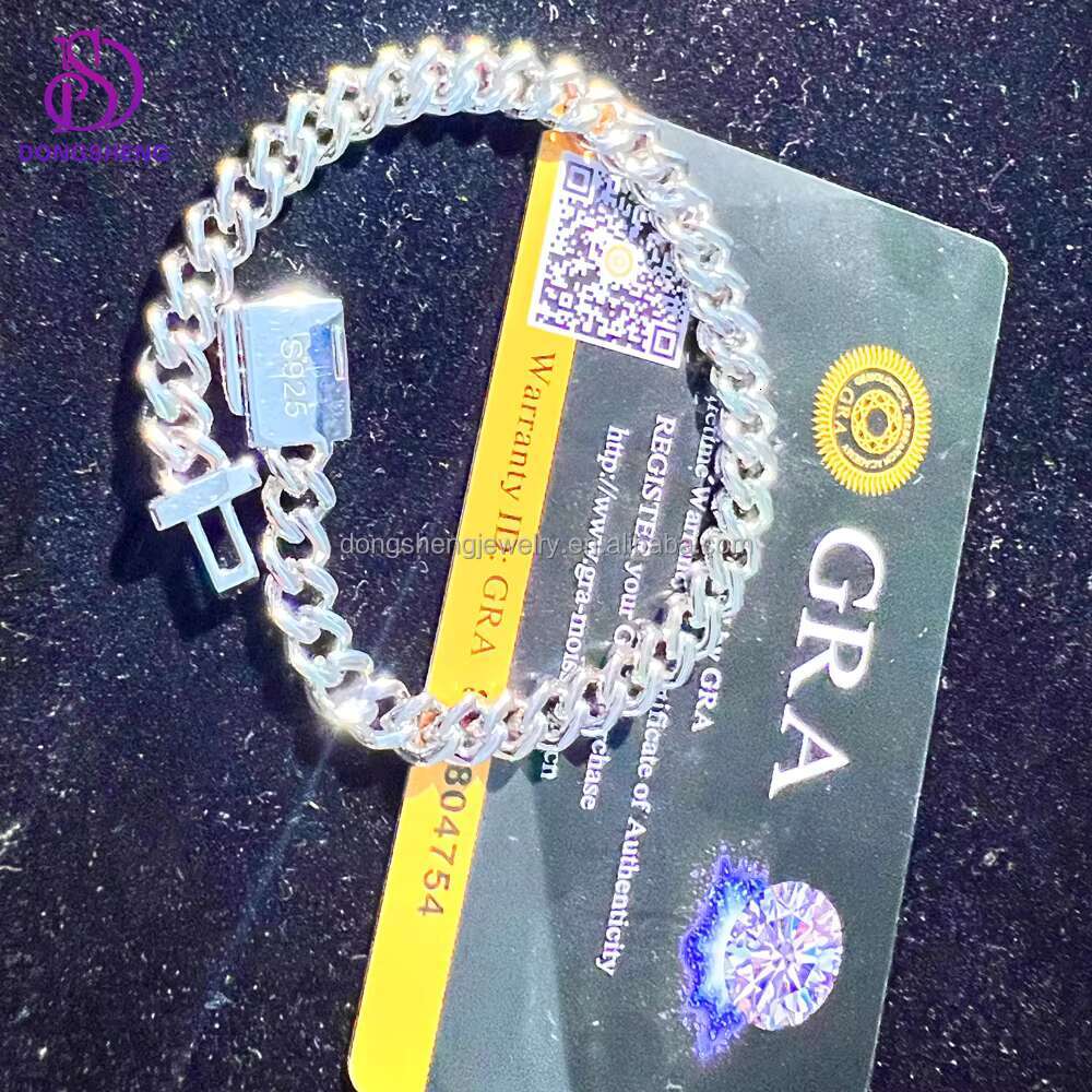 Moissanite Cuban Link Chain Custom Jewelry Miami Real 925 Sterling Silver Cadena Cubana Diamond Hip Hop Jewelry