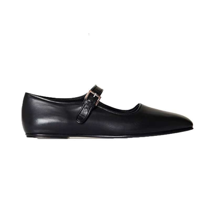 Genuine Leather Square Toe Mary Jane Strap Versatile Flat Shallow Mouth Single Women's Spring Ballet Shoes