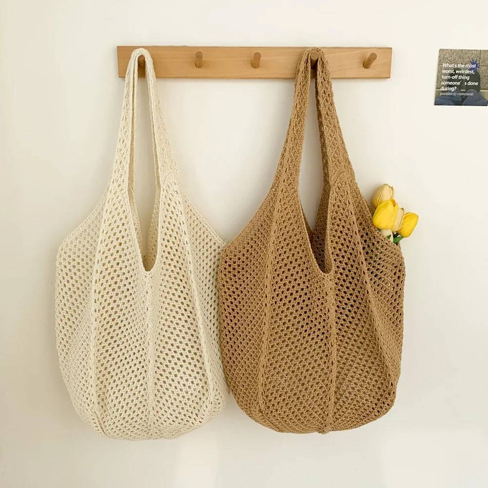 Women's Shoulder Bags Casual Straw Wicker Woven Ladies Handmade Totes Large Capacity Summer Beach Female's Messenger Bag