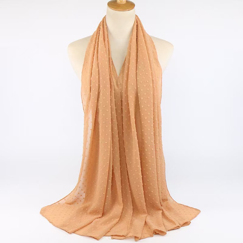 T831 new hot sale Malaysia Indonesia long scarf flocking ball thick chiffon scarf