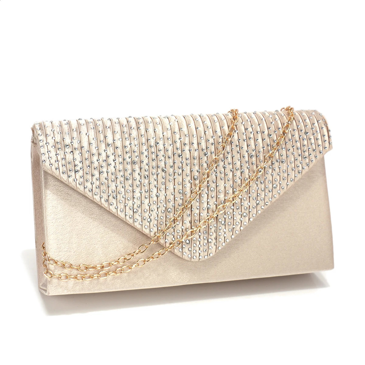 Rhinestones Women Evening Bags Small Envelope n Handbags Satin Shoulder Chain Glitter Purple Color Cocktail Purse 250528