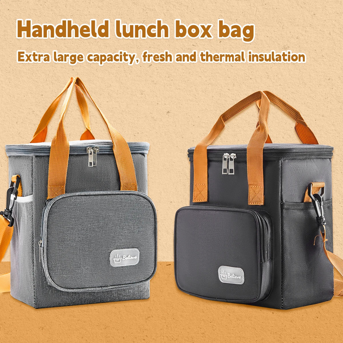1pc Outdoor Thickened Lunch Box Bento Bag with High Square Insulation Freshkeeping Can Be Carried By Hand 250528