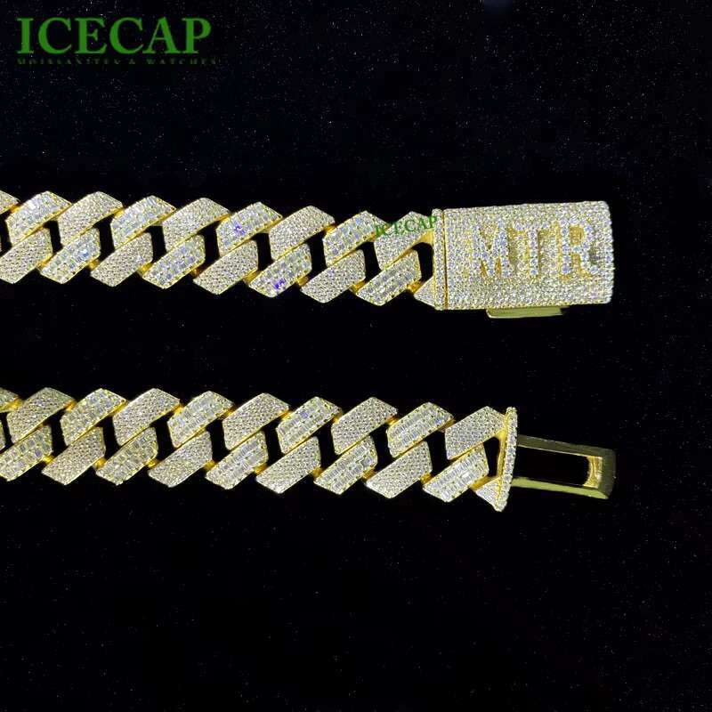Custom Cuban Link Chain VVS Moissnaite Silver Cuban Necklace