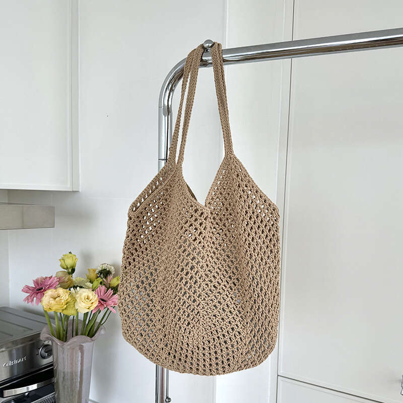 Large Capacity Hollow Cotton Rope Casual Fashion Lazy Style Vacation Shoulder Versatile Women's Commuter Bag B5
