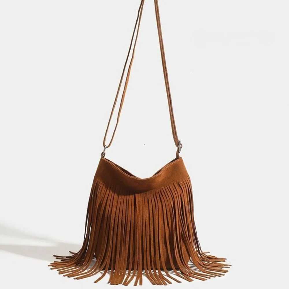 Boho Style Fringe Crossbody Bag Vintage Suede Shoulder Bag Women Large Capacity Casual Fringe Postman Shoulder Bag 2025 XJ2520528