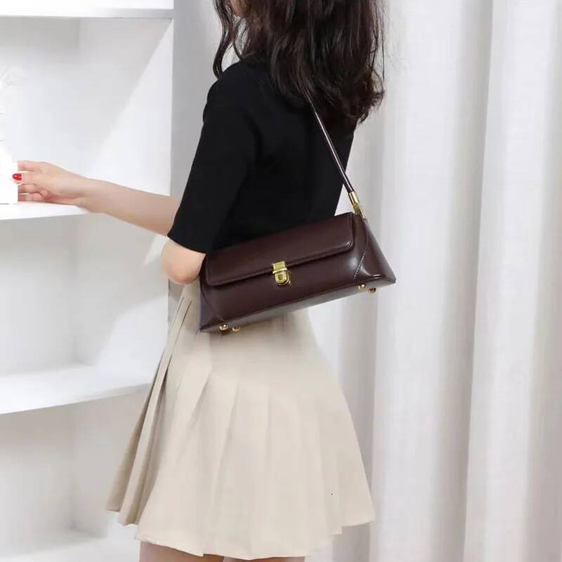 Korean Genuine Bag Women Shoulder Underarm Cowhide Leather Phone Bag For Ladies Casual Shopping Makeup