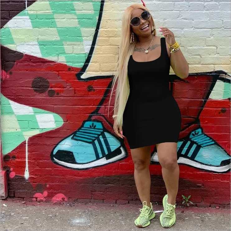 2024 Summer New Womens Solid Color Strap Casual Dress XJ250814