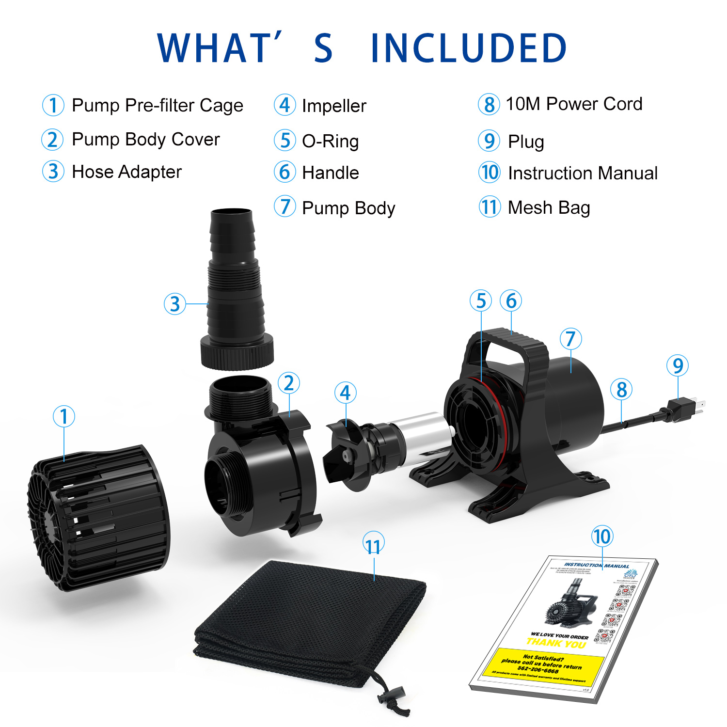 Submersible Outdoor Garden Pump with 3900 GPH Flow Rate for Ponds - Quiet Operation, Durable Design