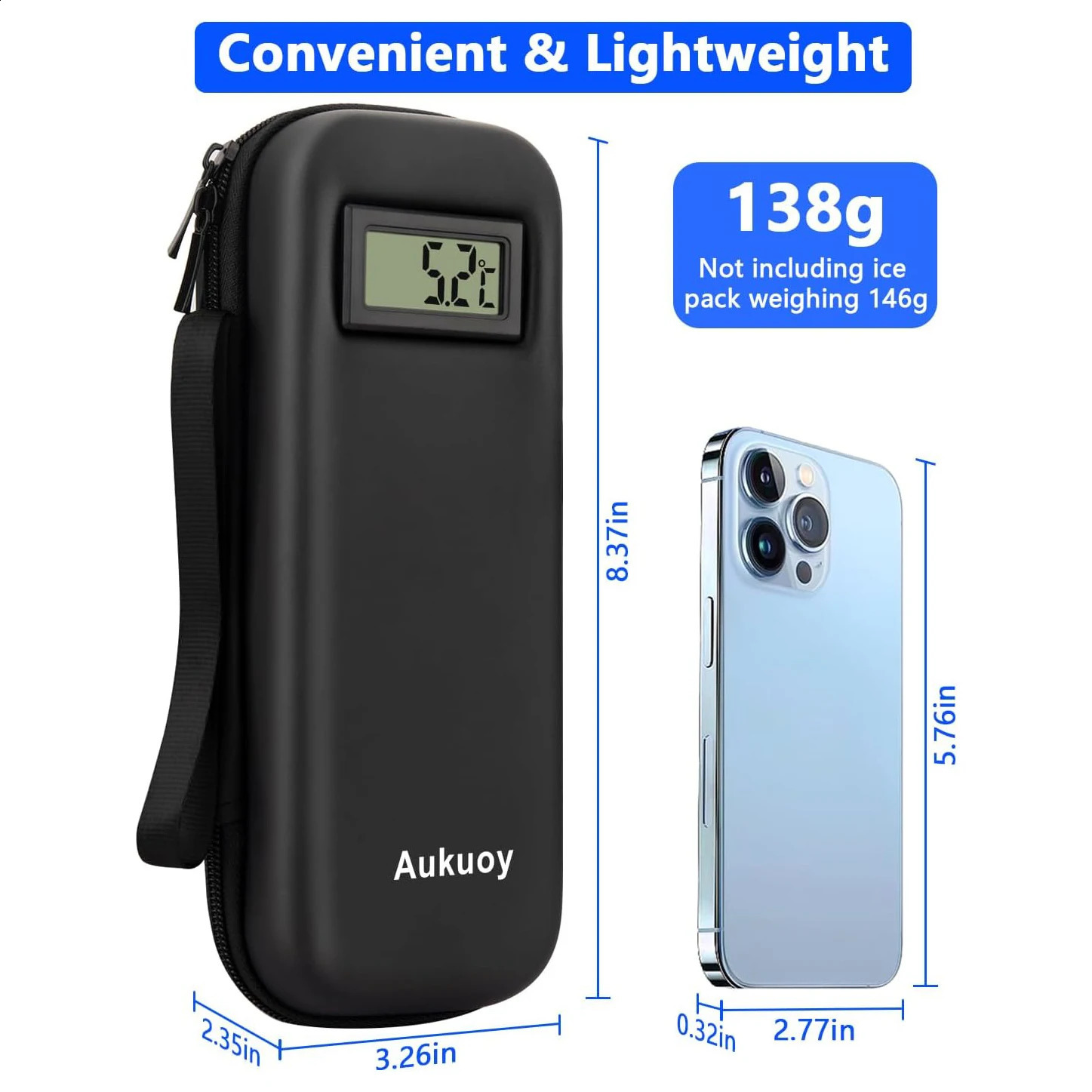 Insulin Cooler Travel Case with Thermometer Display Medication Diabetic Refrigerated Medicine Organizer Bag 250528