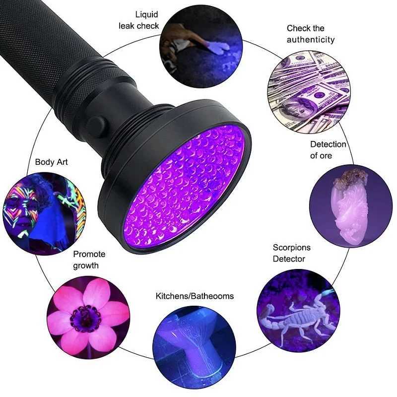 100/51/21 LED UV Flashlight Black Light Super Bright Handheld Flashlight for Hotel Inspection Pet Urine Detector ScorpionXJ250529