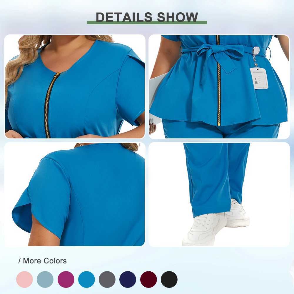 Spa Uniform Womens Manicurist Beautician Red Work Uniform High-quality Scrubs Sets Breathable Health Care Pharmacy Workwear Suit XJ250529