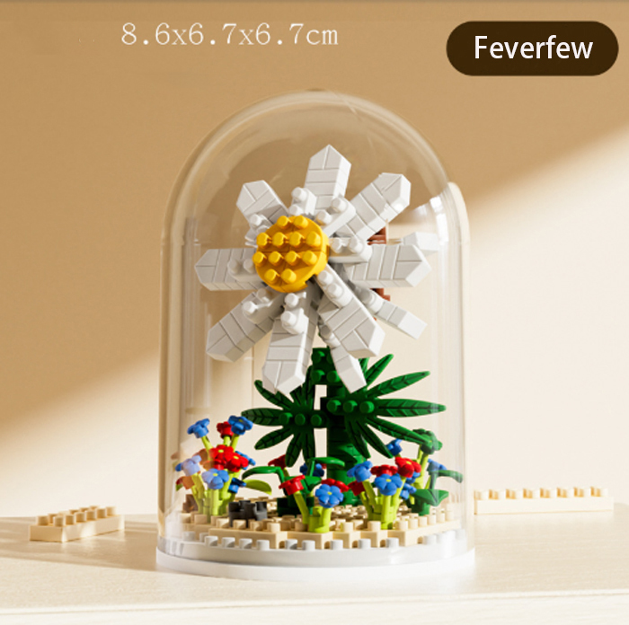Building block flower toys puzzle assembly building blocks small particle girls flower bouquets gifts with box 02