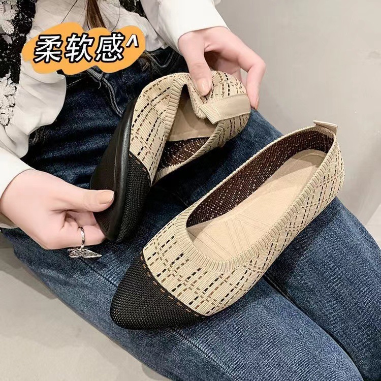 2025 New Summer Cloth Shoes Breathable Hollow Mesh Women's Shoes Comfortable and Soft Sole Designer Casual Flat Shoes Splicing Pointed Braided Sh