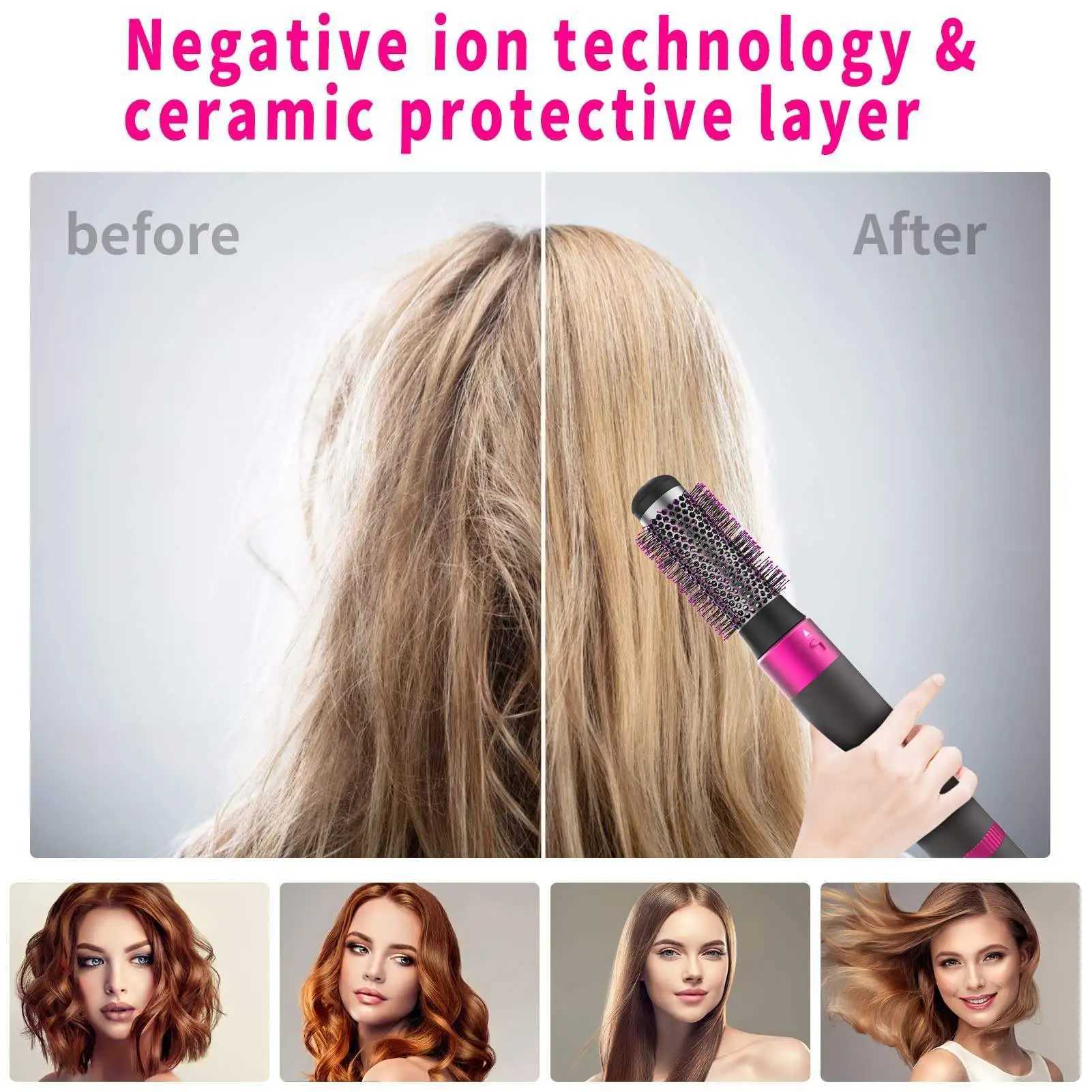 5 in 1 Hot air Comb Hair Styling Curling Iron Hair Dryer Comb Hot Air Brush Professional Complete Styler SetXJ250528