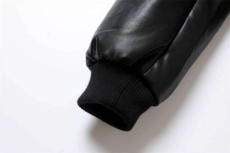 RARF Women's new Pure black vintage imitation leather bomber jacket coat top women's style