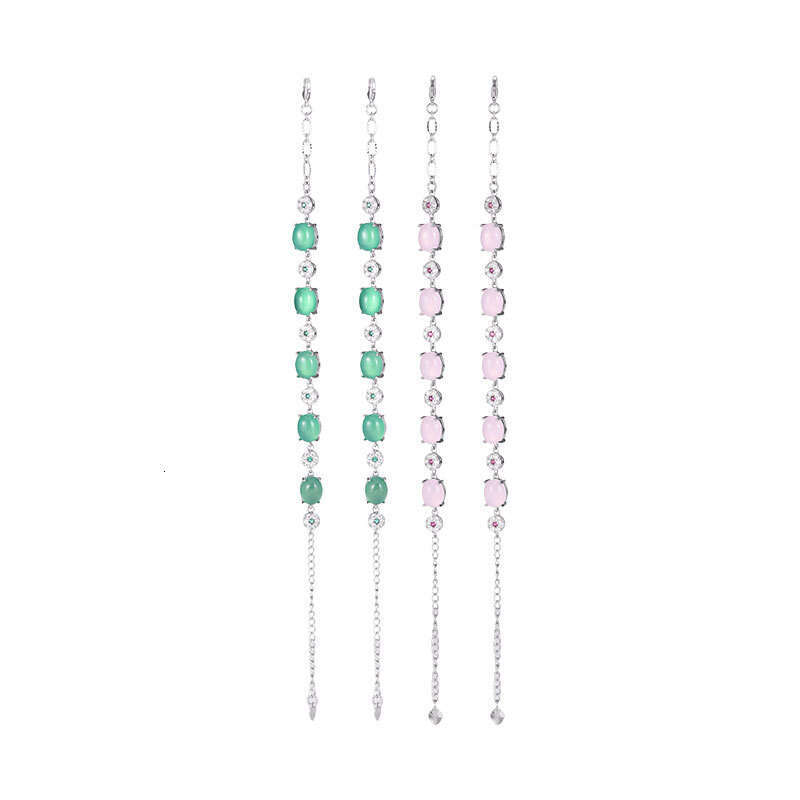 Chinese Style Bracelet New High Ice Jade Agate Inlaid with Zircon Stone Jewelry Light Hand Accessories